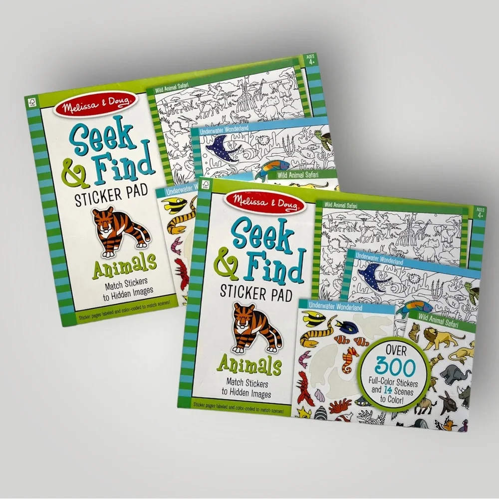 Lot/2 Melissa & Doug Seek & Find Animal Sticker Pad - Picture 6 of 7